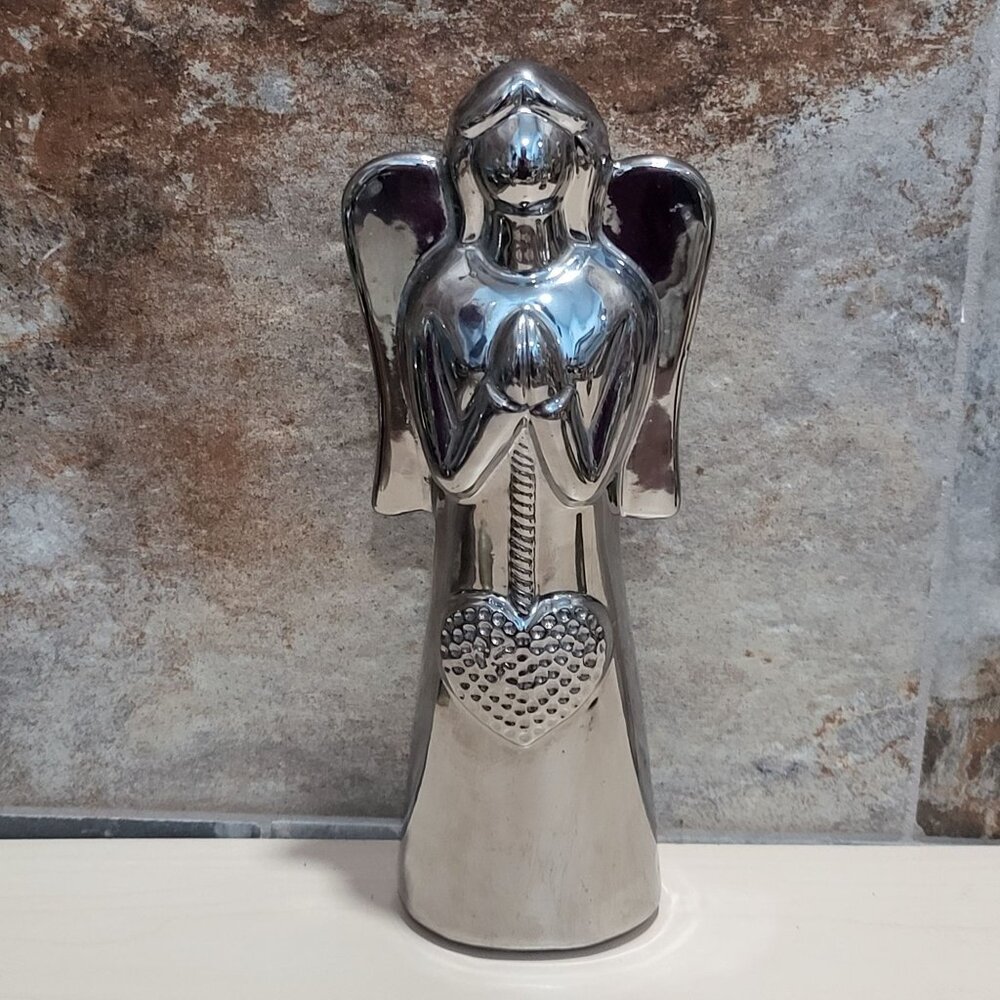 Ceramic Silver Mirror Glaze Finish Angel Figurine